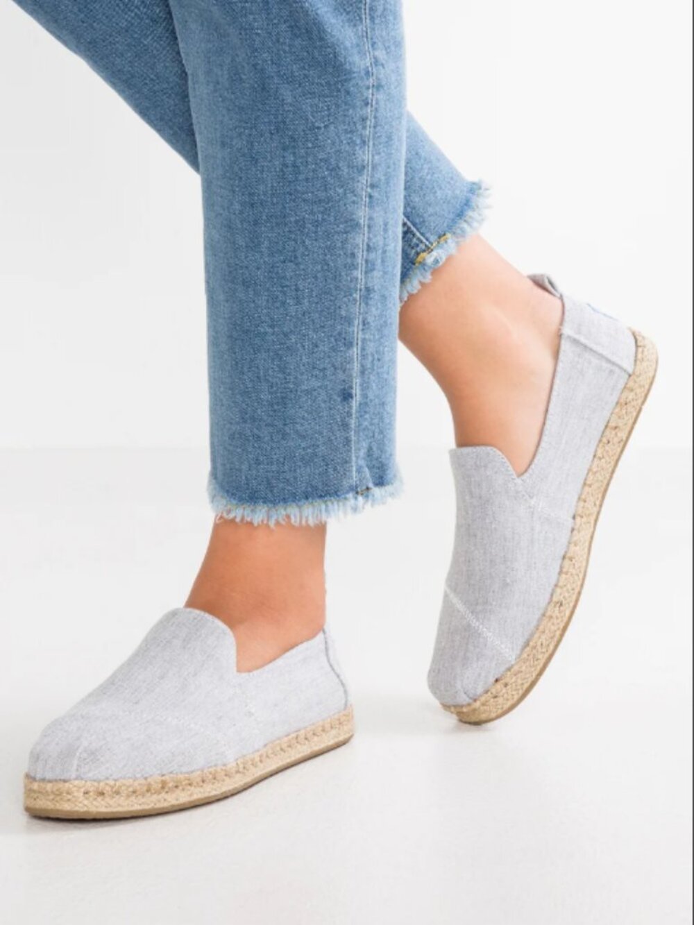 Toms Deconstructed Alpargata Size 10 Drizzle Grey Slub Chambray Espadrille Shoe